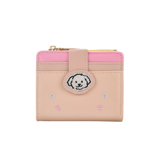 生日礼物线条小狗女士钱包卡包一体证件收纳零钱包护照夹送女朋友