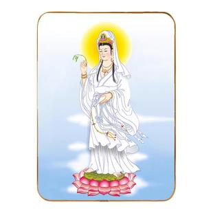 南海观世音菩萨画像摆台观音菩萨佛像水晶版画家用佛堂供奉画像图