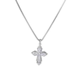 甜酷风重工镶钻十字架吊坠项链潮气质小众设计感长款锁骨链毛衣链