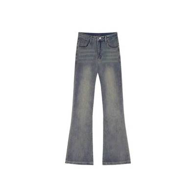 加绒加厚高腰微喇牛仔裤女大码