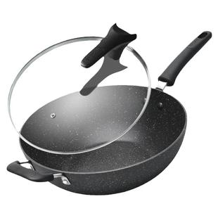 苏泊尔不粘锅炒锅家用麦饭石色电磁炉煤气灶专用锅不沾平底炒菜锅