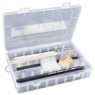 加厚透明毛笔笔盒油画水粉丙烯水彩长画笔收纳盒文房美术毛笔用品美术生专用工具套装学生用长杆铅笔盒加长