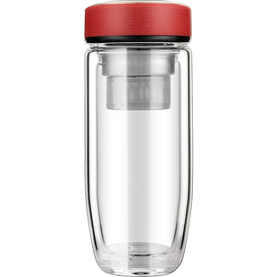 诺亚口杯双层鹅蛋玻璃杯男士高档商务便携水晶透明加厚隔热泡茶杯