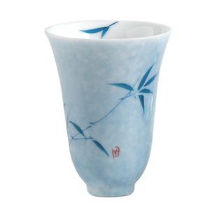 叁旬手绘青花竹影闻香杯茶杯陶瓷主人杯功夫茶具女喝茶单杯品茗杯