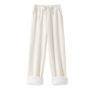 唐狮杏色加绒裤子女2026新款秋冬爆款小个子休闲裤过冬保暖穿搭VB