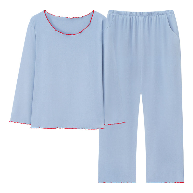 睡衣女秋德绒长袖圆领保暖家居服