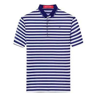 皮尔卡丹短袖t恤条纹桑蚕丝衣服
