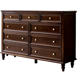 华丹妮美式斗柜全实木复古客厅五六七九斗橱主卧室多抽储物收纳柜