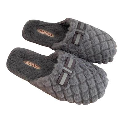 细细条防滑软底简约居家毛绒鞋