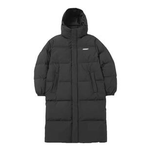 NERDY冬季长款22ss 男女同款印花LOGO宽松连帽黑色鸭绒加厚羽绒服