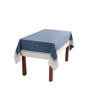拼色复古桌布布艺中式会议长方形桌布棉麻风格轻奢高级感方形台布