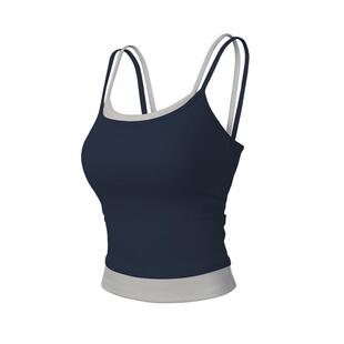 kk fitness假两件拼色吊带瑜伽背心女外穿带胸垫普拉提健身上衣