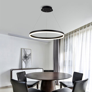 简约美式LED灯 创意工程圆环形客厅办公室吧台咖啡餐厅房间吊灯
