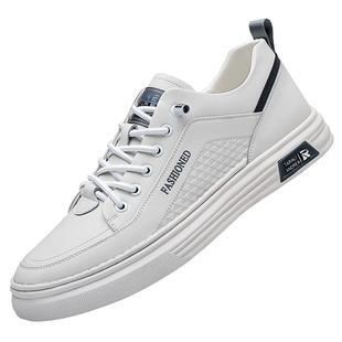 新款休闲皮鞋男士真皮小白鞋男生平板鞋男鞋子男款春夏季透气百搭