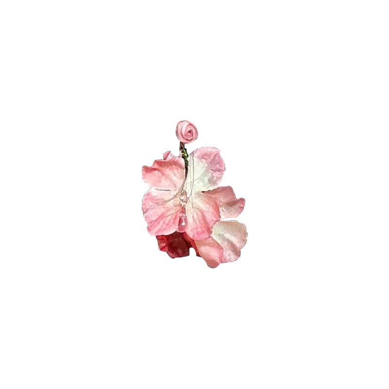 一眼沦陷~粉色干枯玫瑰花朵耳钉女夸张花瓣耳环耳夹海边度假耳饰