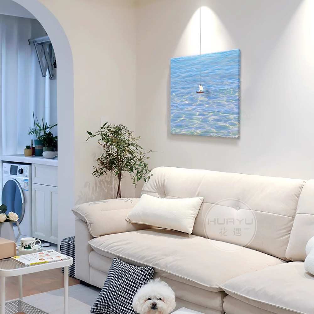 一帆风顺客厅背景墙创意装饰画水波纹入户玄关挂画走廊高级感壁画