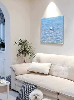 一帆风顺现代简约玄关过道走廊装饰画蓝色大海餐厅高级感肌理挂画