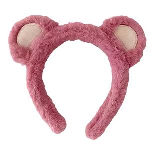 2024夏季新款毛绒草莓熊洗脸发箍女可爱防滑专用无痕压发头箍发卡