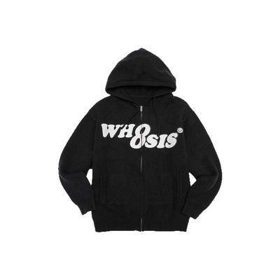 WHOOSIS（不知其名）幻影logo拉链针织帽衫毛衣开衫外套秋冬男女