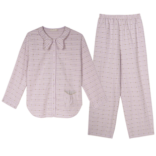 秋野小兔 精梳棉提花 纯棉条纹 春秋四季款 家居服睡衣套装