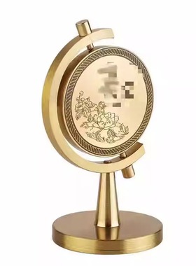 新款黄铜一个亿小目标旋转地球仪转转转车载办公桌面时来运转摆件