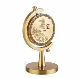 新款黄铜一个亿小目标旋转地球仪转转转车载办公桌面时来运转摆件