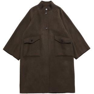 鹿与飞鸟“温暖壁炉”含莱赛尔&山羊绒&羊驼毛 长款羊毛大衣7231