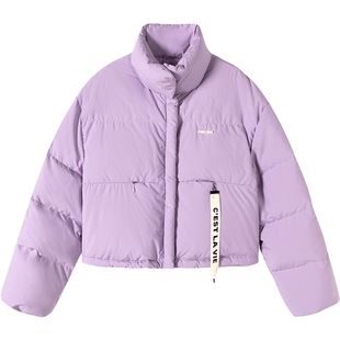 【90%鹅绒】URLAZH有兰新款多巴胺紫色短款羽绒服女JM4CO02