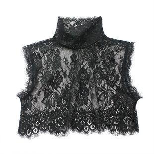 夏季韩版睫毛蕾丝装饰领高领假领子女防走光假领套头假衣领百搭