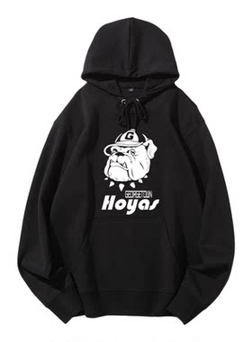 美国乔治城大学GEORGETOWN HOYAS 斗牛犬标志套头口袋宽松卫衣