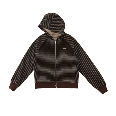 DBSC美式复古条纹连帽加绒卫衣