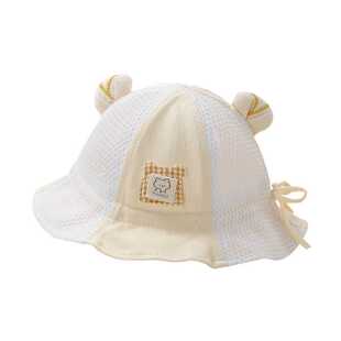 婴儿帽子春夏薄款纯棉夏季男女宝宝渔夫帽抽绳婴幼儿女童遮阳盆帽