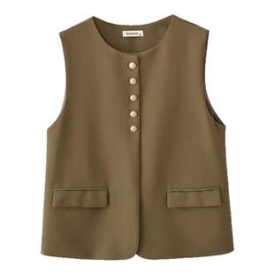 咖色西装马甲女款2026春装大码新款外穿上衣宽松休闲无袖马夹外套