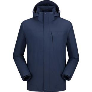 骆驼户外灰湛蓝色冲锋衣男女三合一可拆卸暴雨防水外套加厚登山服