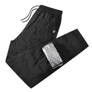 吉普中老年羽绒裤男款冬季石墨烯保暖防寒裤爸爸外穿鸭绒休闲裤子