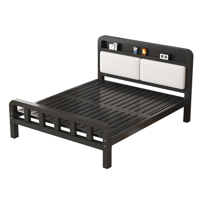 铁艺床双人床储物床家用卧室加厚加固出租房用单人宿舍铁床铁架床