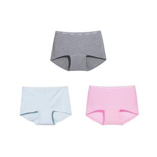 ubras平角纯棉内裤女15A抗菌加长裆字母织带包臀四角女士大码短裤