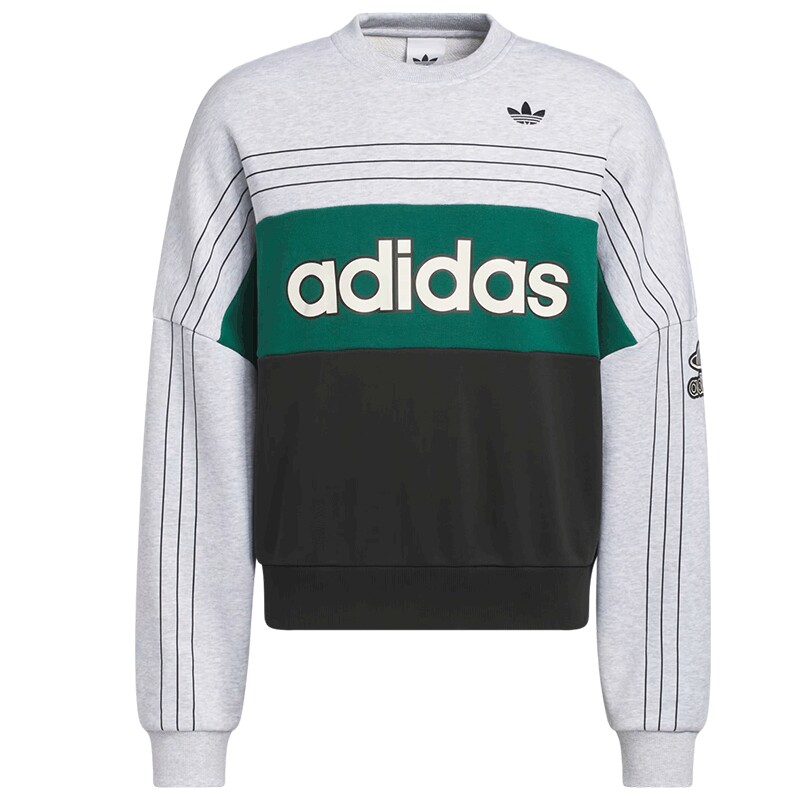 滔搏丨adidas阿迪达斯三叶草男子拼接撞色运动休闲卫衣套衫KG9169