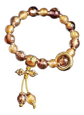 紫色金箔琉璃金刚杵跑环手链