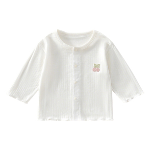 冰丝莱赛尔婴幼儿衣服夏季薄款长袖女宝宝开衫宝夏天短袖上衣外套