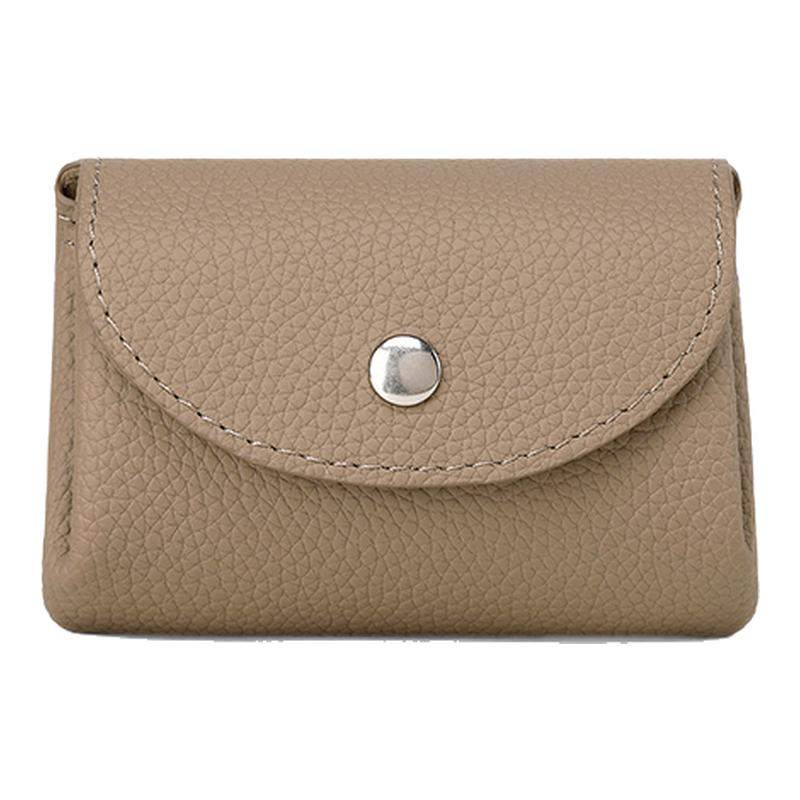 真皮质感零钱包卡包二合一迷你便携多功能钱包女多隔层纯色硬币包