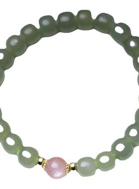 晴水料和田玉青白玉女老型珠女款