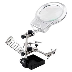 台式维修用放大镜10倍高清玻璃镜片带灯修电路板钟表机械带支架焊