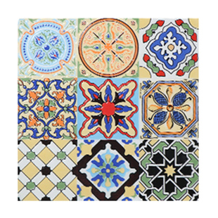 小花砖100x100北欧几何花砖仿古砖美式手工复古卫生间阳台花片砖