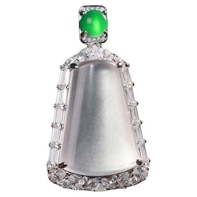 天然石英质玉水沫玉无事牌吊坠