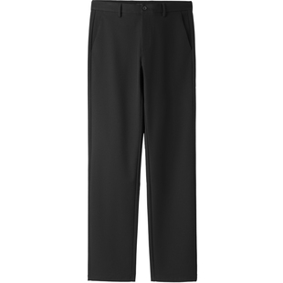 海澜之家商务行政休闲裤春夏季免烫纯黑色通勤直筒长裤子西装裤男