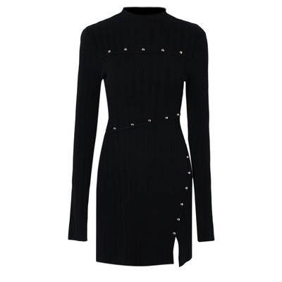 DPLAY黑色连衣裙开叉针织裙