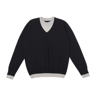 一衬YICHEN  秋冬假两件V领针织衫慵懒cleanfit薄款毛衣男女同款