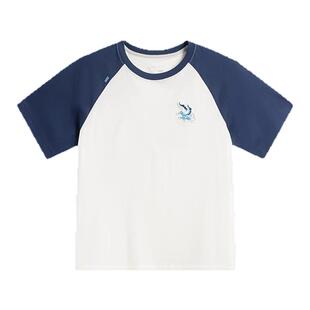 李宁童装短袖女大童25新款中国文化系列百搭圆领纯棉宽松休闲T恤