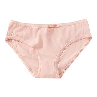 4条装纯棉低腰内裤女士全棉质纯色透气日系少女蝴蝶结三角裤头